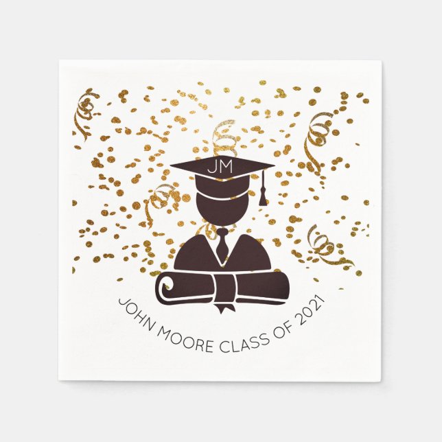 Servilleta De Papel Confetti de Diploma Grad Silhouette personalizado (Anverso)