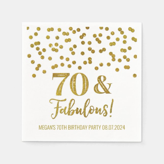 Servilleta De Papel Confetti de oro 70 y fabuloso (Anverso)