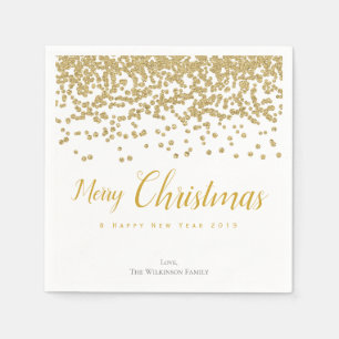 Servilleta De Papel Confetti de oro personalizado, servilletas navideñ