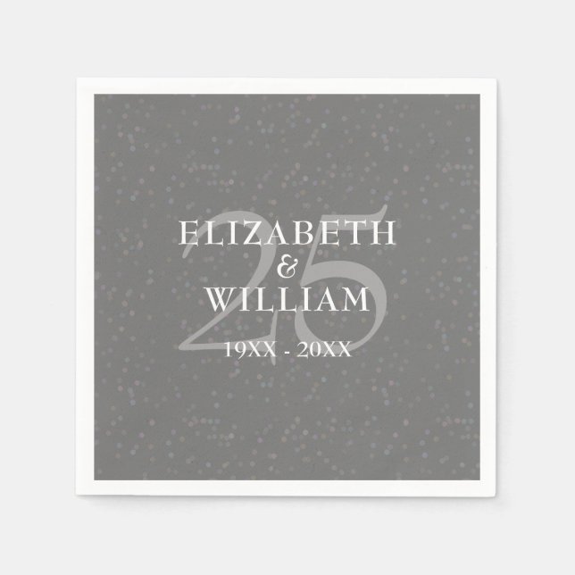 Servilleta De Papel Confetti Moda del 25° Aniversario Boda de Plata (Anverso)