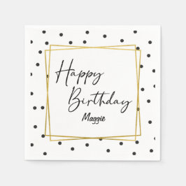 Servilleta De Papel Confetti negro y blanco le da cumpleaños