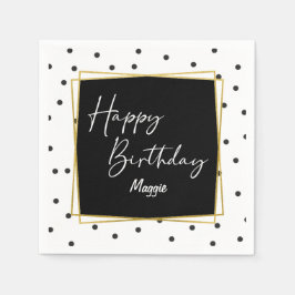 Servilleta De Papel Confetti negro y blanco le da cumpleaños