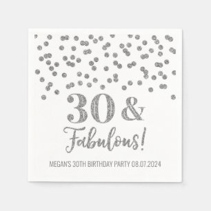 Servilleta De Papel Confetti plateado 30 y fabuloso