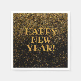 Servilleta De Papel Confetti Purpurina de oro y negro festivo feliz nu