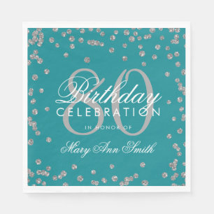 Servilleta De Papel Confetti, Purpurina del cumpleaños 80, Verde azula