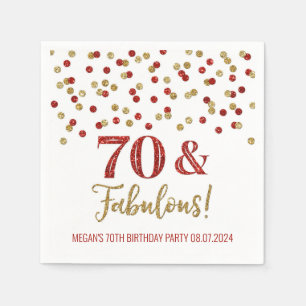 Servilleta De Papel Confetti rojo dorado 70 y fabuloso