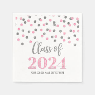 Servilleta De Papel Confetti rosado plateado Clase de las servilletas 