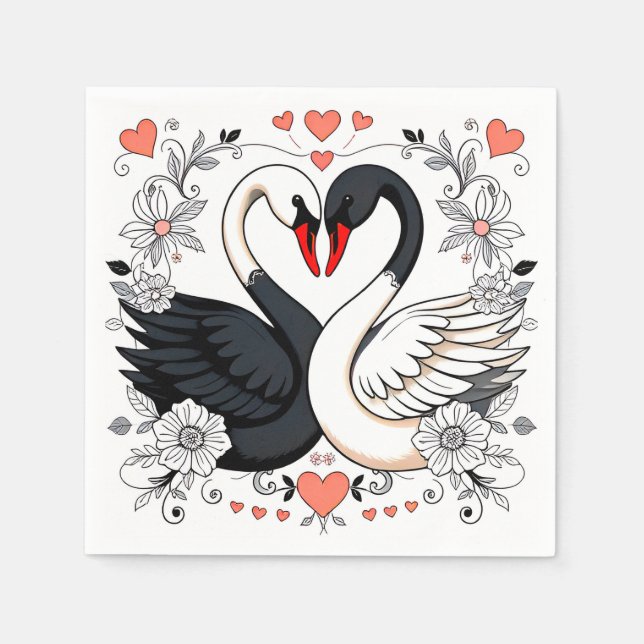Servilleta De Papel Configuración de mesa de boda de lujo de cisnes (Anverso)