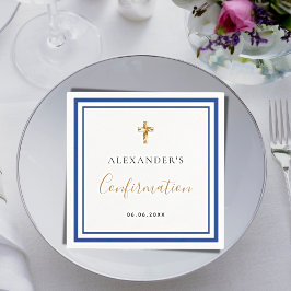 Servilleta De Papel Confirmación chico de nombre blanco azul real