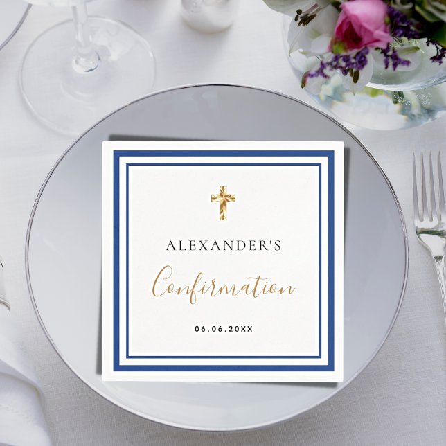 Servilleta De Papel Confirmación chico de nombre blanco azul real (Subido por el creador)