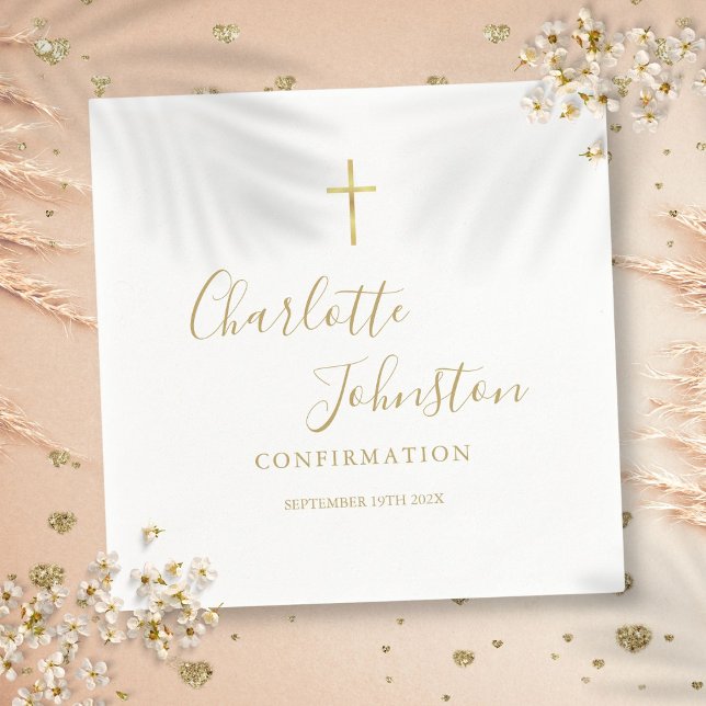 Servilleta De Papel Confirmación de guión dorado moderno (Modern Golden Signature Script Confirmation Napkins)