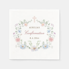 Servilleta De Papel Confirmación de marco floral elegante