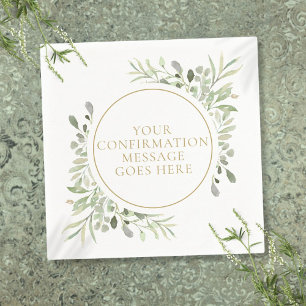 Servilleta De Papel Confirmación floral acuarela verde oro