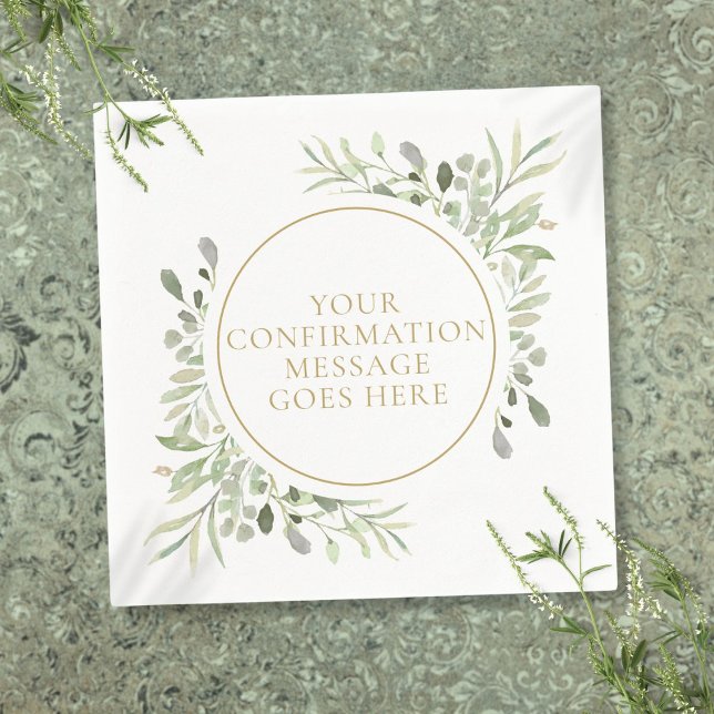 Servilleta De Papel Confirmación floral acuarela verde oro (Greenery Watercolor Floral Gold Confirmation Napkins)