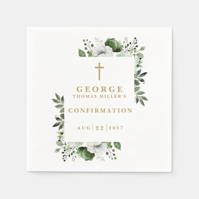 Servilleta De Papel Confirmación moderna botánica de Olive Green (Anverso)