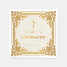 Confirmación Religiosa Cruz Vintage Marfil y Dorad