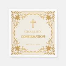 Confirmación Religiosa Cruz Vintage Marfil y Oro