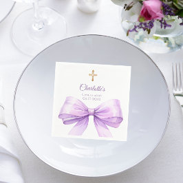 Servilleta De Papel Confirmation lavender bow cross