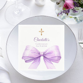 Servilleta De Papel Confirmation lavender bow cross luncheon