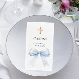 Servilleta De Papel Confirmation light blue bow cross