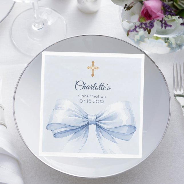 Servilleta De Papel Confirmation light blue bow cross girl luncheon (Subido por el creador)