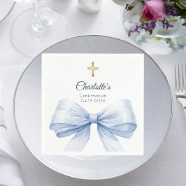 Servilleta De Papel Confirmation light blue bow cross luncheon
