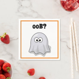 Servilleta De Papel Confused Ghost Says "Oob?" Funny Halloween Cartoon