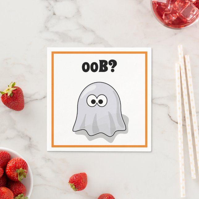 Servilleta De Papel Confused Ghost Says "Oob?" Funny Halloween Cartoon (In situ)