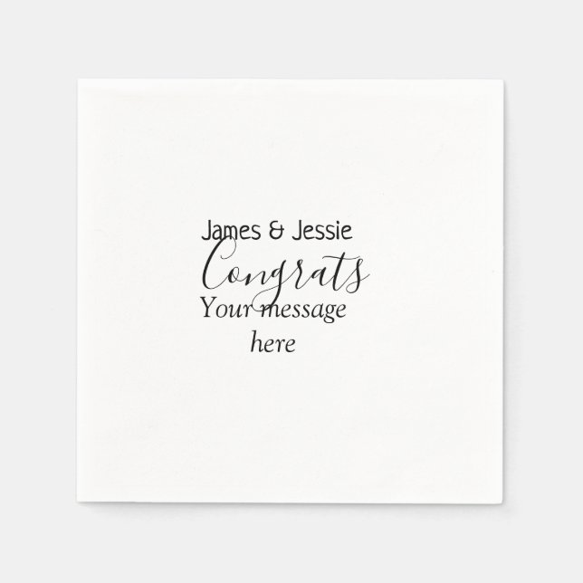 Servilleta De Papel Congrats add name message wedding newly wed couple (Anverso)