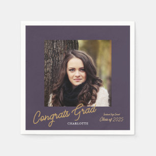 Servilleta De Papel Congrats Grad Photo Script Graduation Party