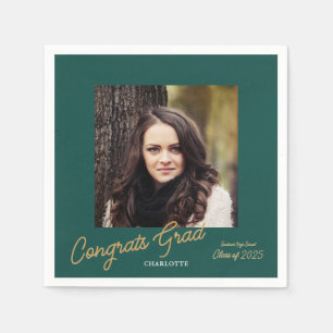 Servilleta De Papel Congrats Grad Photo Script Graduation Party