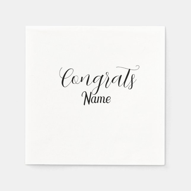 Servilleta De Papel Congrats graduate name simple minimal year class  (Anverso)
