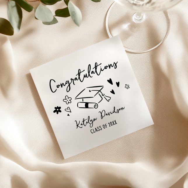Servilleta De Papel Congratulations Hand Drawn Doodle Graduation Party (Subido por el creador)