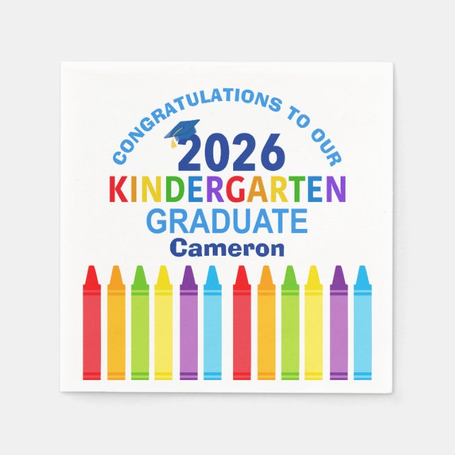 Servilleta De Papel Congratulations Kindergarten Graduate Custom Party (Anverso)