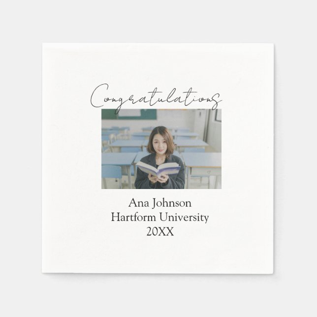 Servilleta De Papel Congratulations photo graduate name university yea (Anverso)