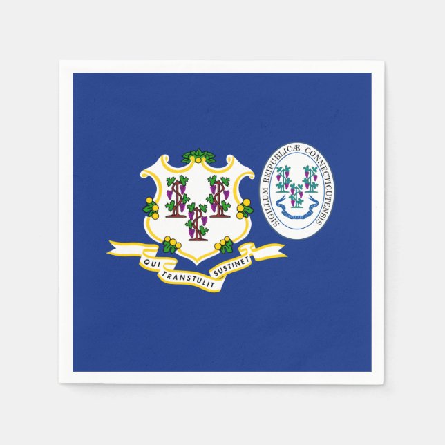 Servilleta De Papel Connecticuter Flag & Seal, Connecticut (Anverso)