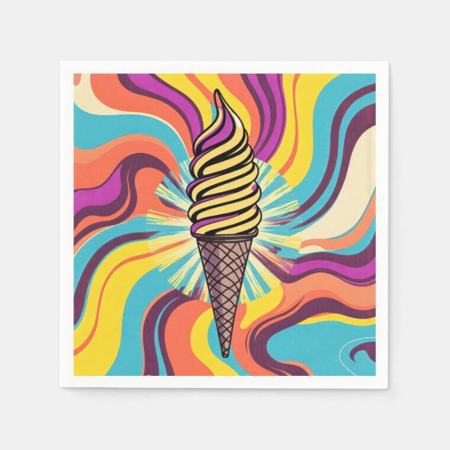 Servilleta De Papel Cono de helado arte pop psicodélico (Anverso)