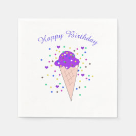 Servilleta De Papel Cono de helado morado con confeti
