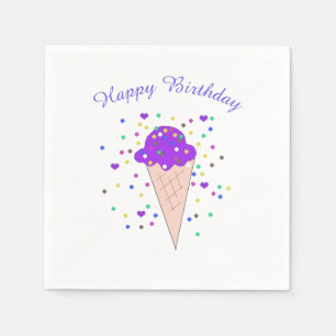Servilleta De Papel Cono de helado morado con confeti