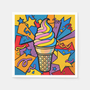 Servilleta De Papel Cono de helado y arte pop de confeti