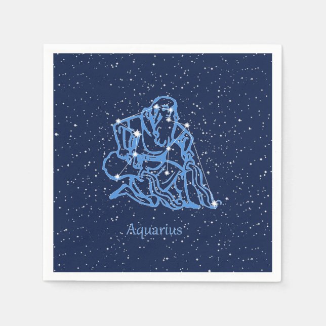 Servilleta De Papel Constelación acuario y Rótulo zodiaco con estrella (Anverso)