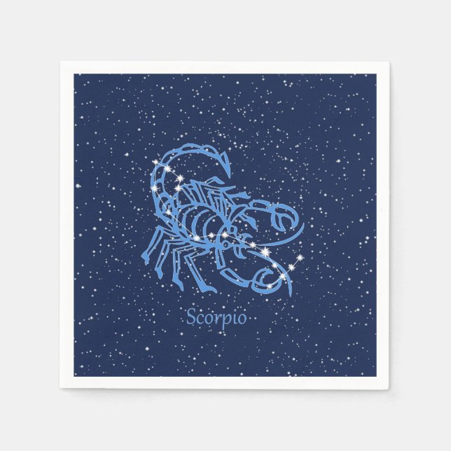 Servilleta De Papel Constelación de Escorpio y Rótulo zodiaco con estr (Anverso)