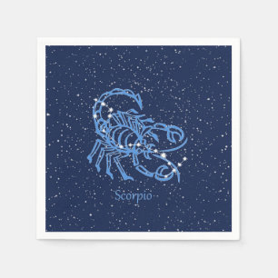 Servilleta De Papel Constelación de Escorpio y signo zodiacal con estr