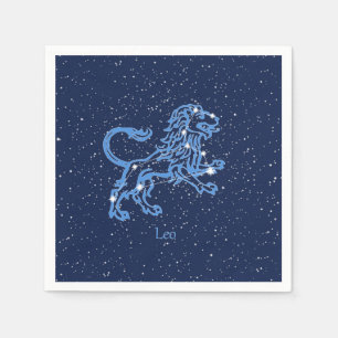 Servilleta De Papel Constelación de Leo y signo zodiacal con estrellas