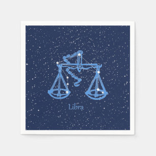 Servilleta De Papel Constelación de Libra y Rótulo Zodiaco con estrell