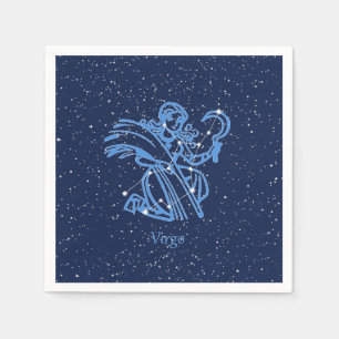 Servilleta De Papel Constelación y signo zodiacal de Virgo con estrell