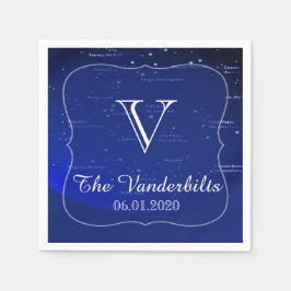 Servilleta De Papel Constelaciones sobre la Napkin Boda azul