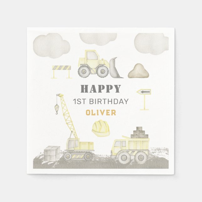 Servilleta De Papel Construcción divertida Niños Construcción Primer F (Anverso)