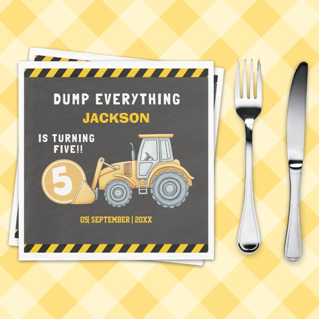Servilleta De Papel Construction Birthday 5 Party  | Excavator & Truck (Subido por el creador)