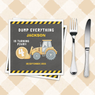Servilleta De Papel Construction Birthday Party    Excavator & Truck